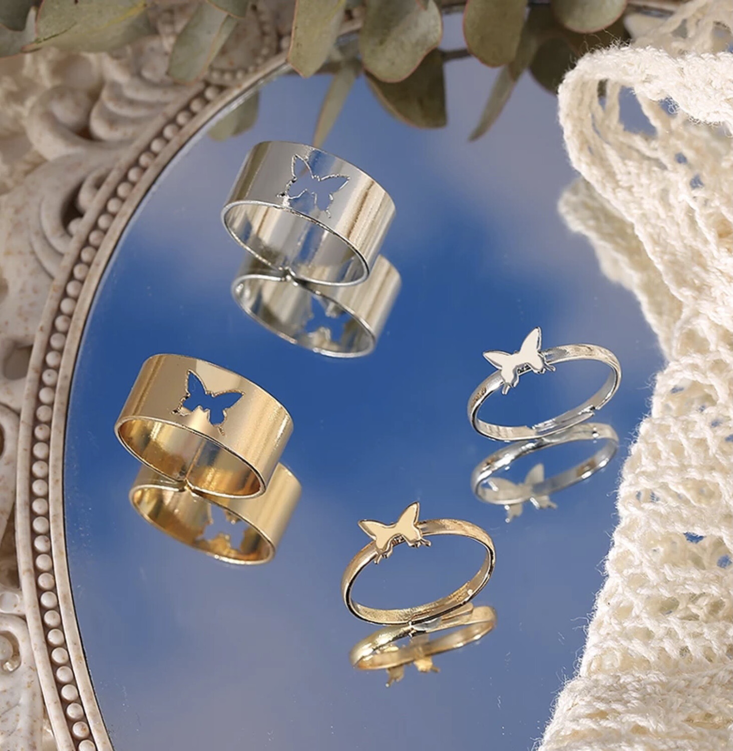 Combo Couple Butterfly Rings