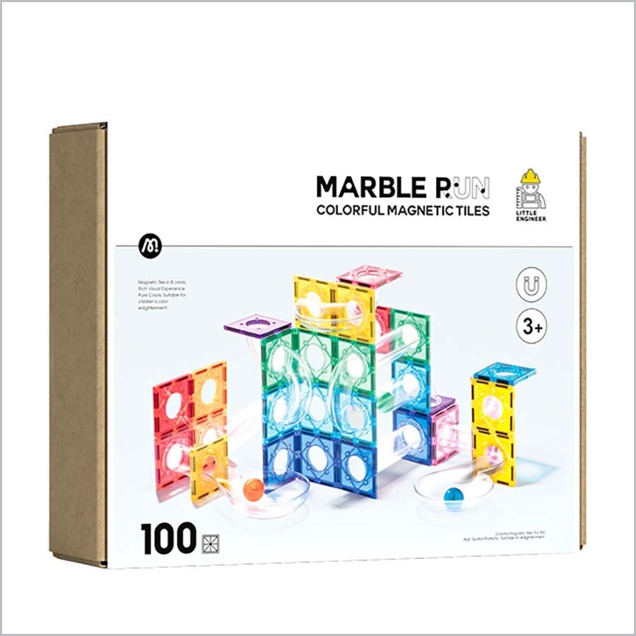 Marble Run 100pcs 彩窗磁力片-管道滚珠100塊