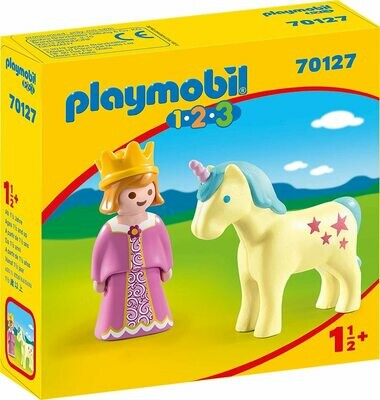 Playmobil 70127 1.2.3 Princess with Unicorn for Children 18 Months+