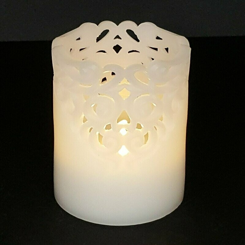 2362 - CANDELA A LED IN CERA CON INTARSIO