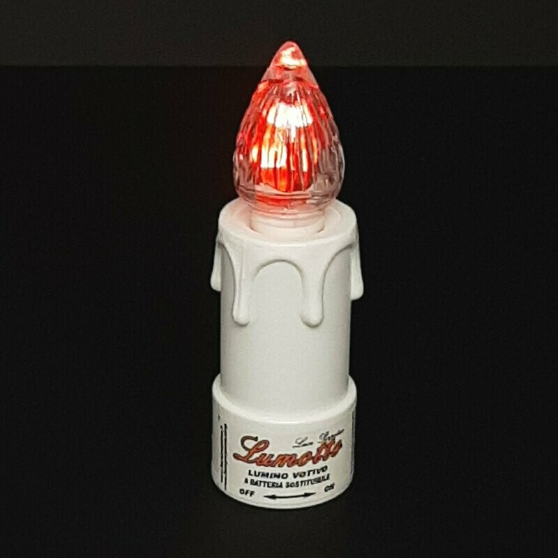 LUMOTTO LRF LUMINO VOTIVO LUCE ROSSA FISSA CON BATTERIA SOSTITUIBILE DURATA OLTRE 6 MESI