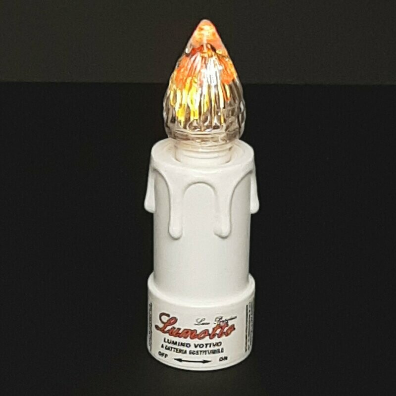 LUMOTTO A LED L BICO (LED ROSSO E GIALLO EFFETTO FIAMMA) CON BATTERIA SOSTITUIBILE