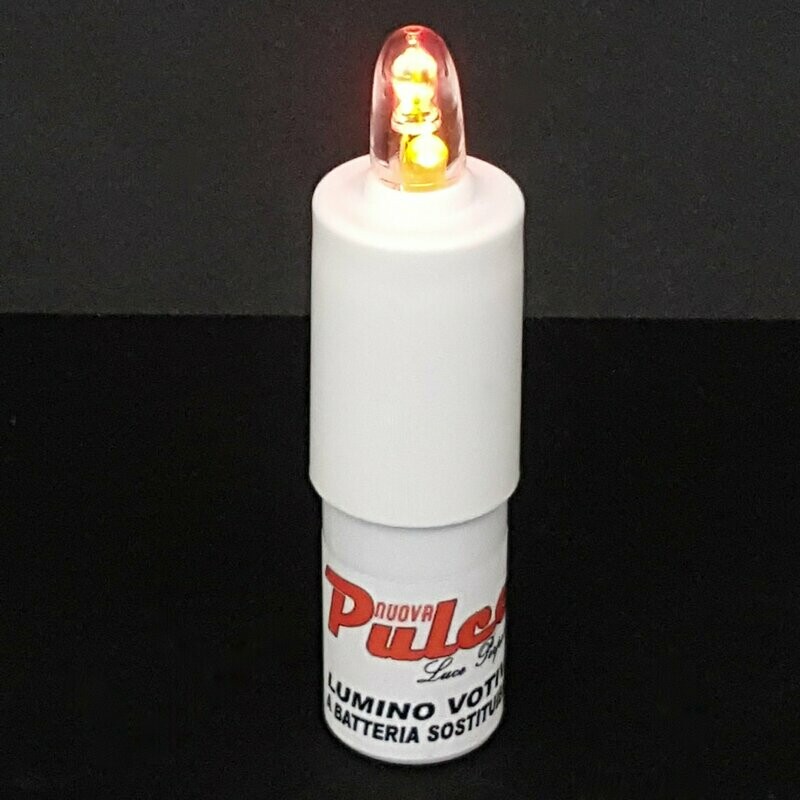 PULCE BICO MICRO LUMINO A LED BICO (LED ROSSO E GIALLO EFFETTO FIAMMA) DURATA 3 MESI CON BATTERIA SOSTITUIBILE
