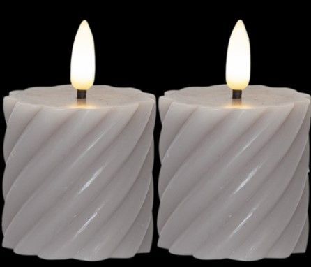 1261 TOR - SET 2 CANDELE A LED IN CERA GRIGIA CON FIAMMA 3D