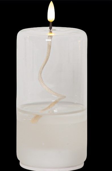 2961 GEL - CANDELA A LED IN GEL CON VETRO TRASPARENTE CON FIAMMA 3D