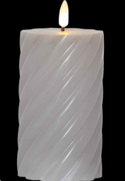 2664 TOR - CANDELA A LED IN CERA GRIGIA CON FIAMMA 3D