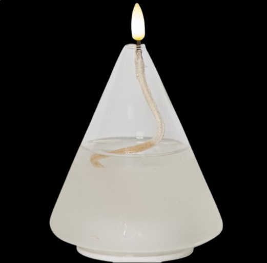 3061 GEL - CANDELA A LED IN GEL CON VETRO TRASPARENTE CON FIAMMA 3D