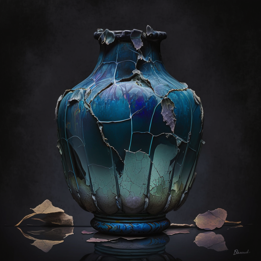Vase Distressed Delfts Blue I