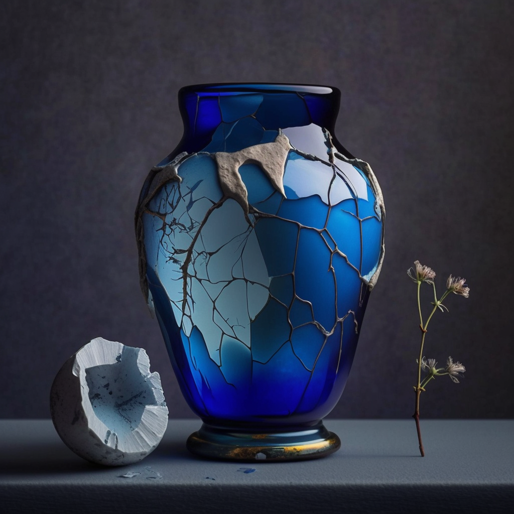 Vase Distressed Delfts Blue V