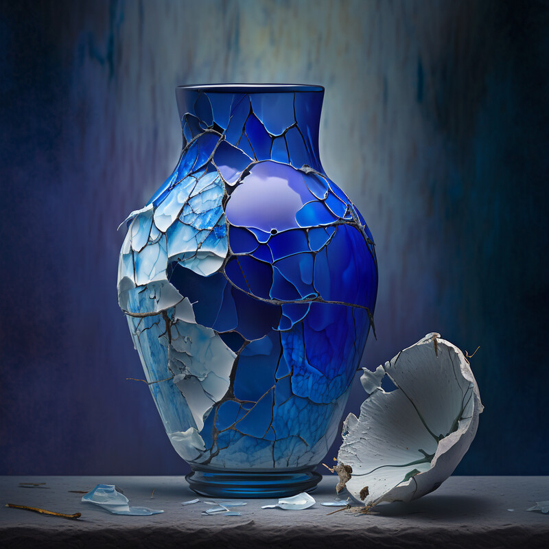 Vase Distressed Delfts Blue XII