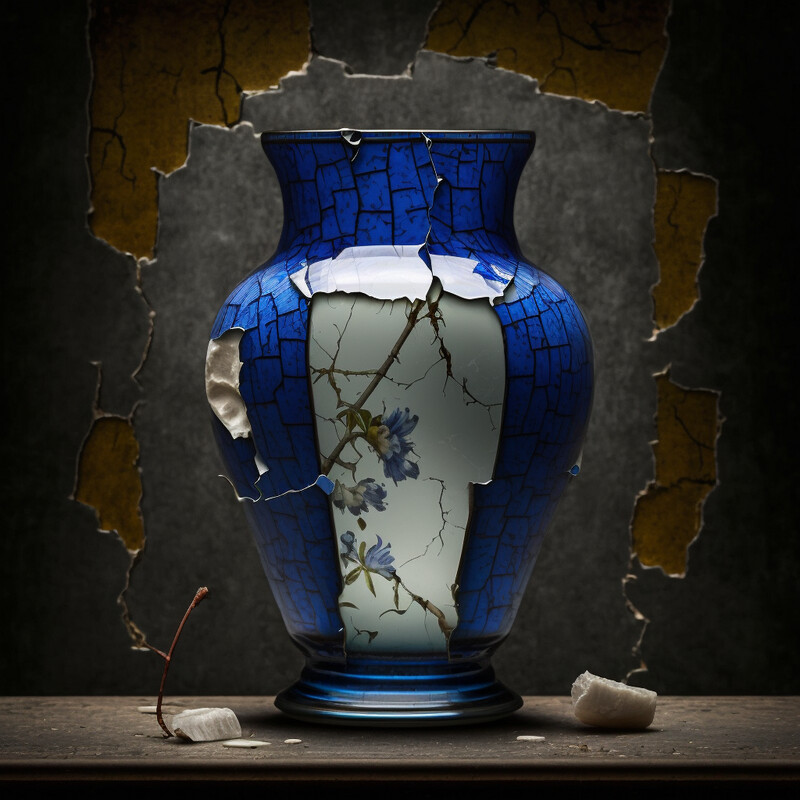 Vase Distressed Delfts Blue XIV