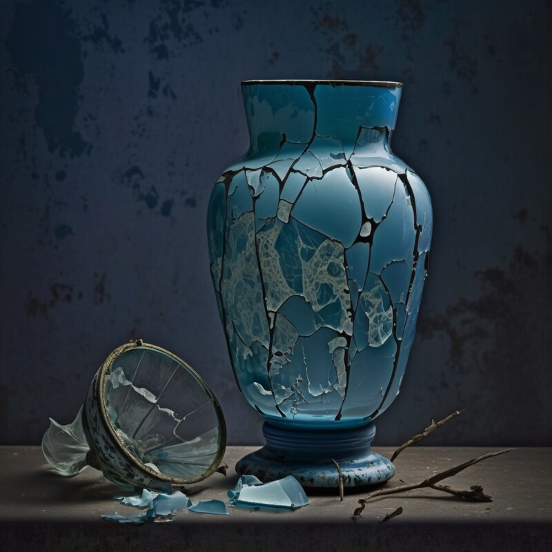 Vase Distressed Delfts Blue IV