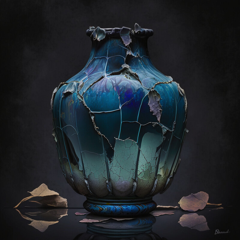 Vase Distressed Delfts Blue I