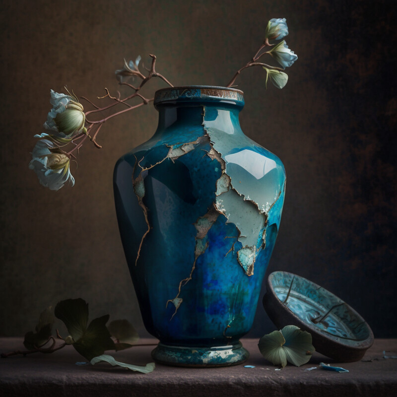 Vase Distressed Delfts Blue IX
