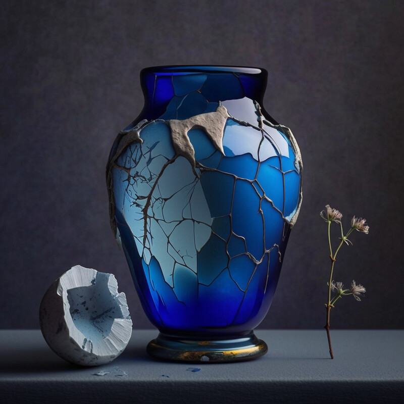 Vase Distressed Delfts Blue V
