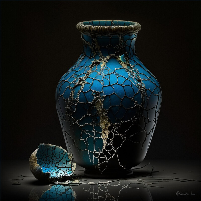 Vase Distressed Delfts Blue III