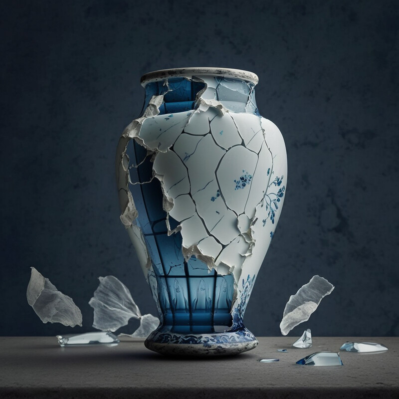 Vase Distressed Delfts Blue XXIV