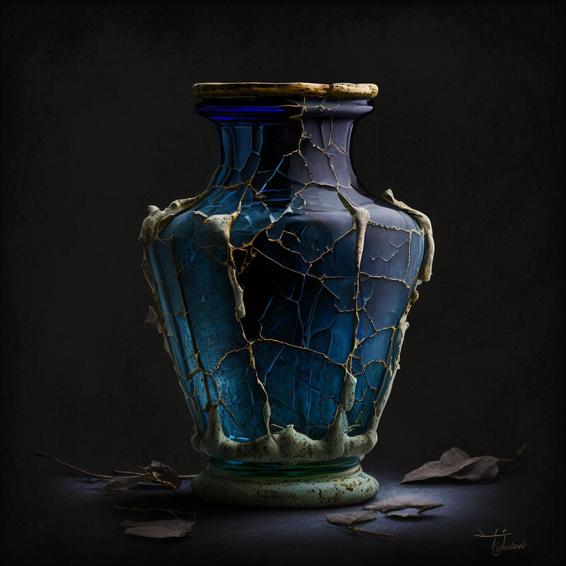 Vase Distressed Delfts Blue II