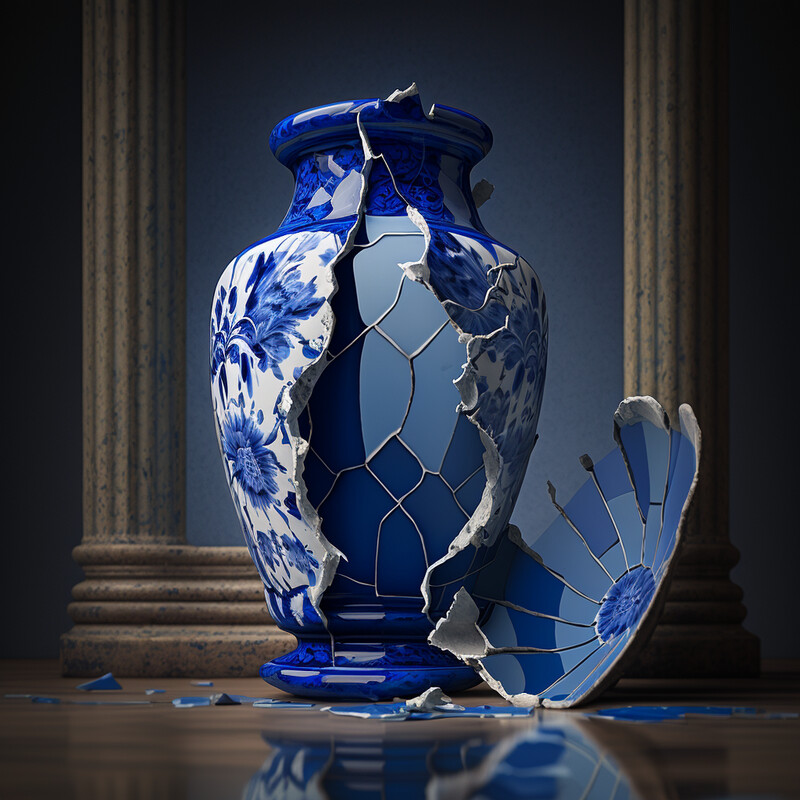 Vase Distressed Delfts Blue XXII