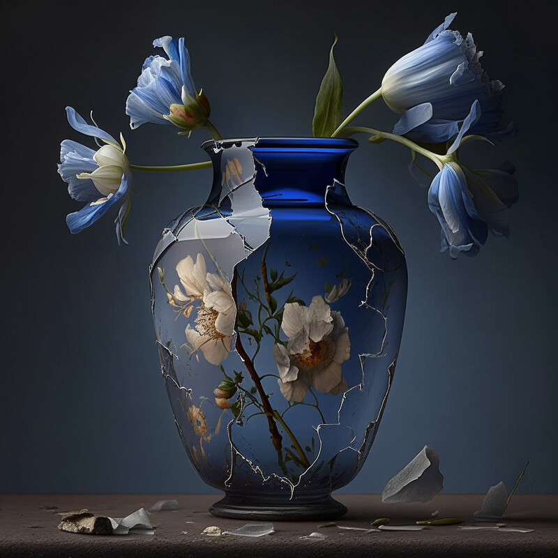 Vase Distressed Delfts Blue XXIII