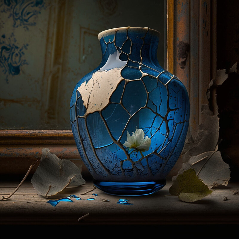 Vase Distressed Delfts Blue XVI