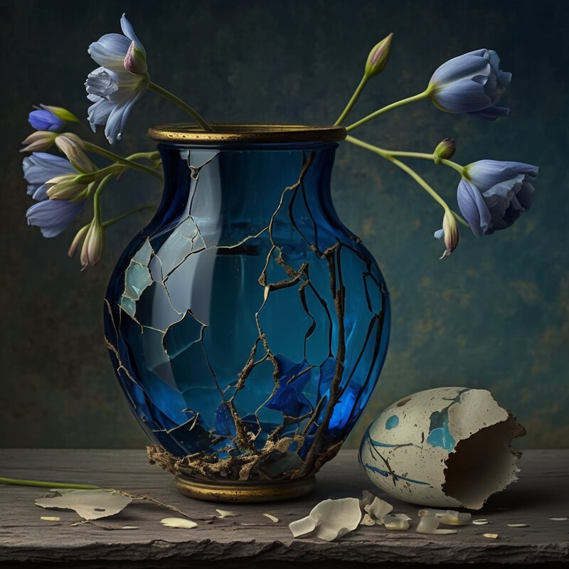 Vase Distressed Delfts Blue XXI