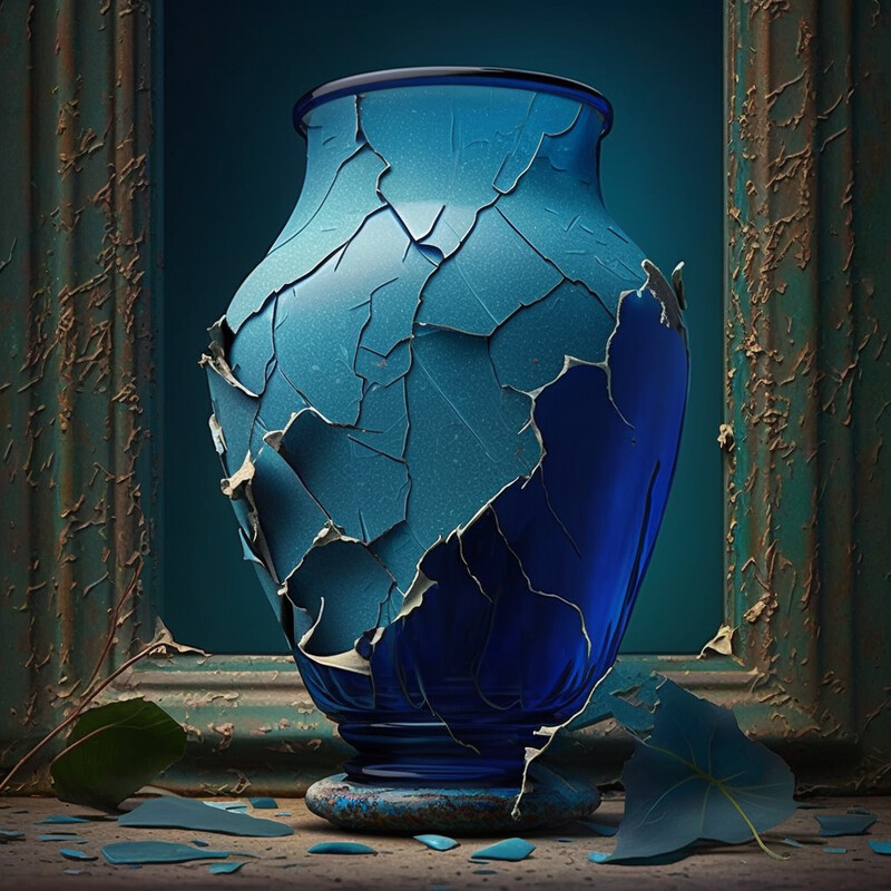 Vase Distressed Delfts Blue XX