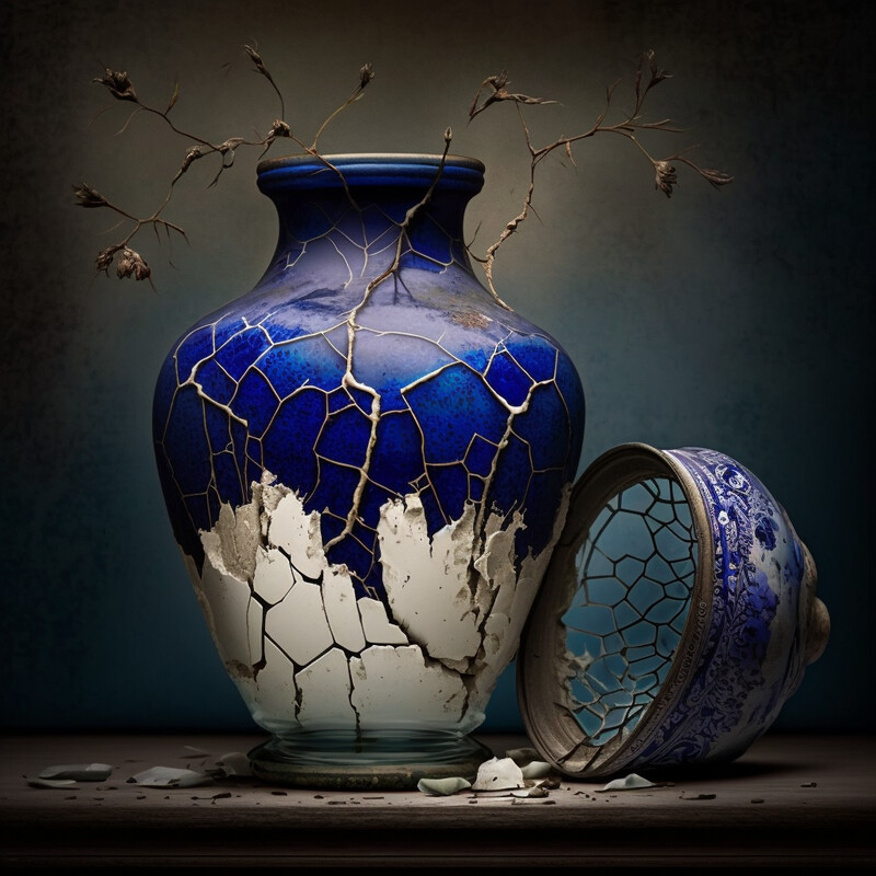 Vase Distressed Delfts Blue XIII