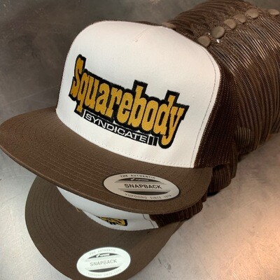 Brown White Brown Snapback Retro Trucker Mesh SBS Logo #2 Hat