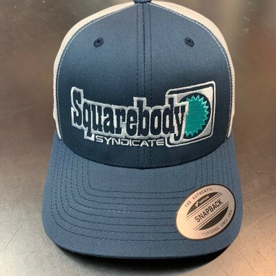 Navy Gray And Teal Snapback Retro Trucker Mesh SBS Logo #4 Hat