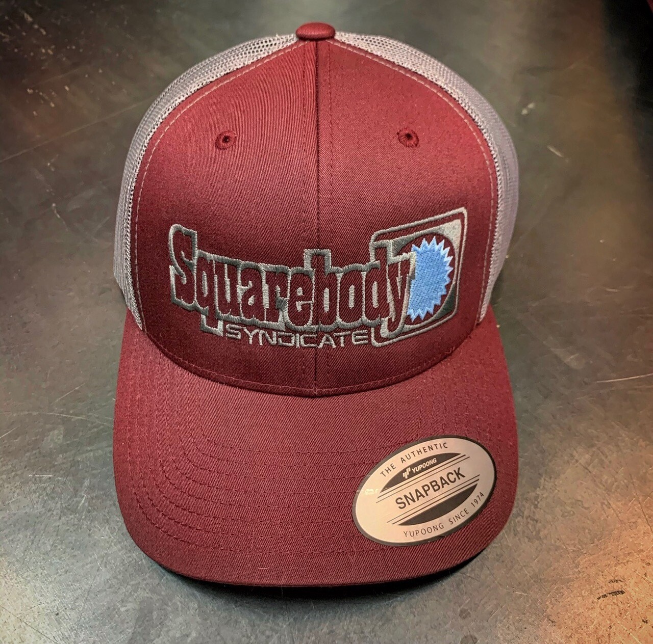 New Maroon Gray And Light Blue Snapback Retro Trucker Mesh SBS Logo #4 Hat