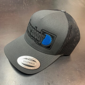 Curved Gray Black Snapback Retro Trucker Mesh SBS Logo #4 Hat