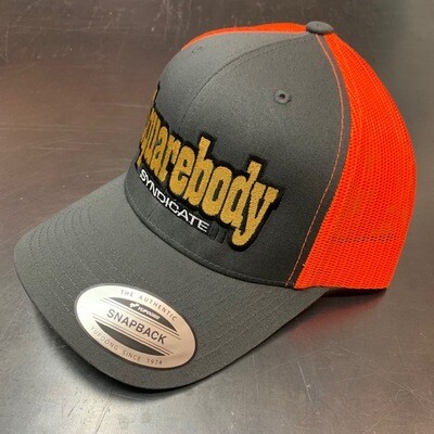 Gray and Neon Orange Snapback Retro Trucker Mesh with SBS logo #2 Hat