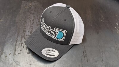Curved Gray White/Teal Snapback Retro Trucker Mesh SBS Logo #4 Hat