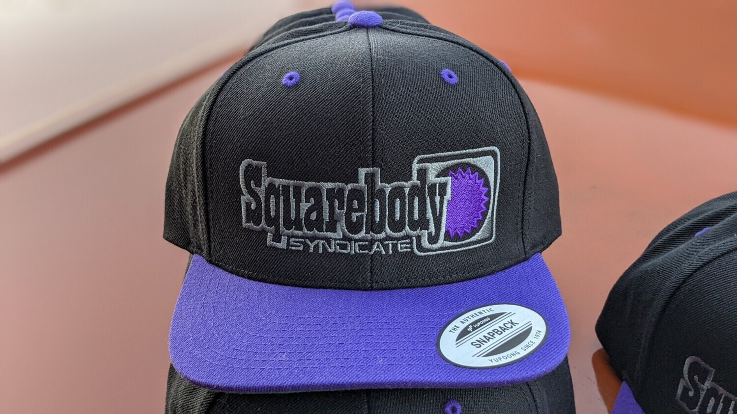 VERY LIMITED QUANTITY! CURVED PURPLE AND BLACK WITH PURPLE STAR SNAPBACK RETRO TRUCKER MESH SBS LOGO #4 HAT