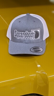VERY LIMITED QUANTITY!! CURVED LIGHT GREY AND WHITE WITH SILVER STAR SNAPBACK RETRO TRUCKER MESH SBS LOGO #4 HAT
