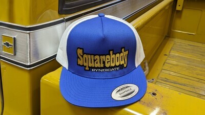 ROYAL BLUE AND WHITE FLATBILL SNAPBACK RETRO TRUCKER MESH WITH SBS LOGO #2 HAT