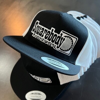 Black And White With Silver Star Snapback Retro Trucker Mesh SBS Logo #4 Hat