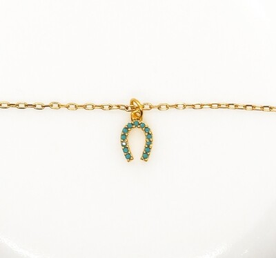 Turquoise Horseshoe Charm Necklace, 16&quot;