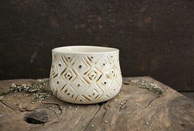 Vaso colorato bianco in ceramica terracotta senza foro di drenaggio - raku pottery - cache-pot Vaso colorato bianco in ceramica terracotta senza foro di drenaggio - raku pottery - cache-pot
