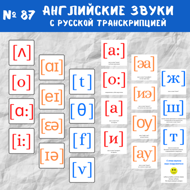 Английские звуки (с русской транскрипцией)
