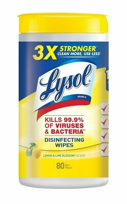 LYSOL DISINFECTANT WIPES, 75 COUNT, EA