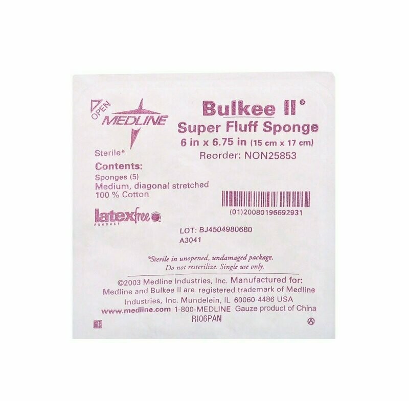 STERILE BULKEE II SUPER FLUFF SPONGE (GAUZE) 6" X 6.75" CS OF 600