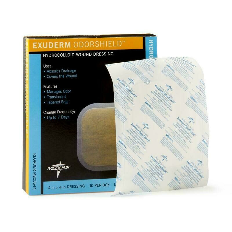 EXUDERM ODORSHIELF HYDROCOLLOID WOUND DRESSING 4" X 4" BOX OF 10