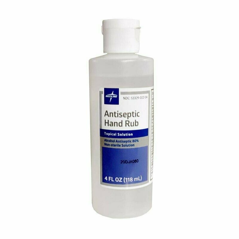 MEDLINE ANTISEPTIC ALCOHOL HAND RUBS, 4oz BOTTLES, CASE OF 24