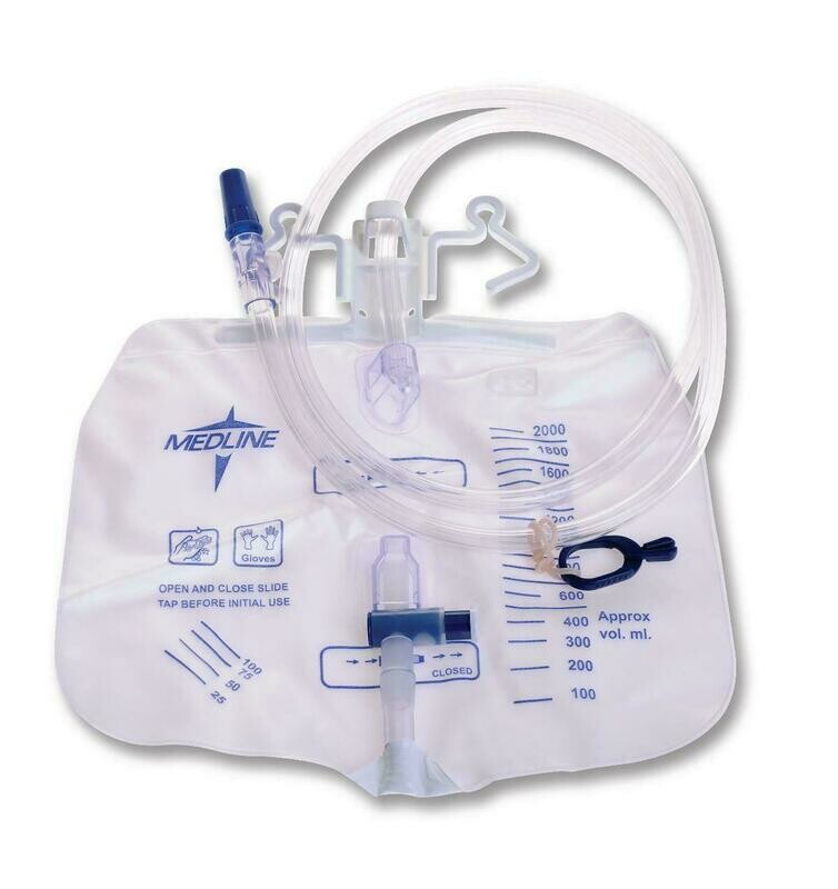 URINARY DRAIN BAG, VALVE W/ SLIDE-TAP, 2000ml CS OF 20