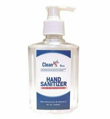 CLEAN RX HAND SANITIZER 8oz BOTTLE HAND SANITIZER, CASE OF 12