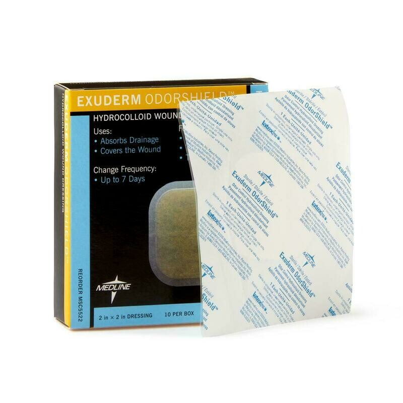 EXUDERM ODORSHIELF HYDROCOLLOID WOUND DRESSING 2" X 2" BOX OF 10
