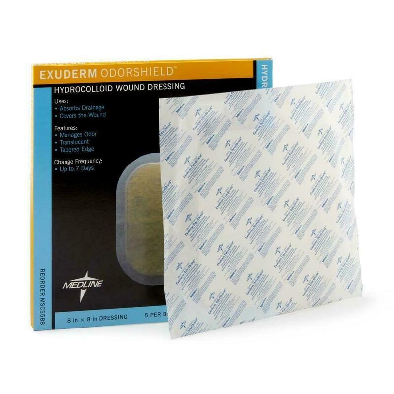 EXUDERM ODORSHIELF HYDROCOLLOID WOUND DRESSING 8" X 8" CS OF 5