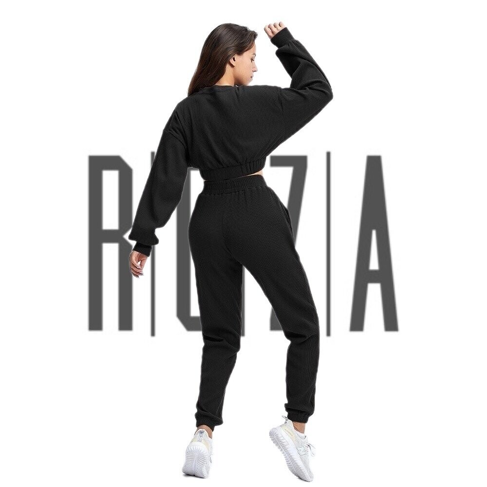 BLACK Crop Sweat Set
